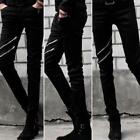 Mens Boy Punk  Rock Skinny Pants Casual Slacks Motor Biker Jeans Zipper Trousers