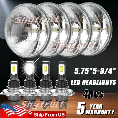 For 1958-1974 Cadillac DeVille 4PCS 5-3/4 5.75" LED Headlights High Low Beam DOT - Imagem 1 de 4