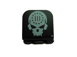 3% Skull Laser Etched Aluminum Hat Clip Brim-it - Picture 1 of 10
