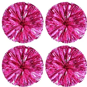 2 Pair Metallic Foil Cheerleader Pom Poms for Sports Party Dance Chearing Squad - Picture 1 of 5