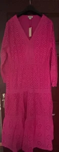 Oasis Pink Border Anglaise Maxi Dress Size 16 - Picture 1 of 9