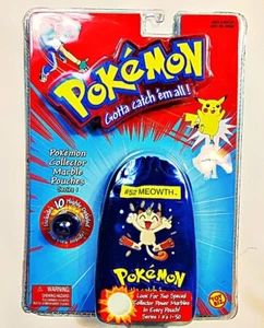 Vintage POKEMON #52 MEOWTH BLUE COLLECTOR POUCH Bag W/10 MARBLES SEALED NEW - Picture 1 of 4