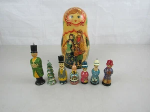 Muñeca matrioska navideña rusa vintage con 7 adornos en su interior - Imagen 1 de 11