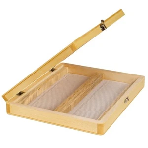Wooden Slide Storage Box for Up to 100 Microscope Slides - Picture 1 of 3