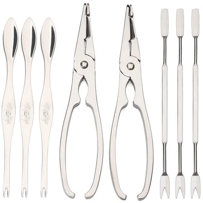 Lobster Crab Leg Cracker Seafood Tools and Nuts Pick Forks Set includes 2 Cra... - Image 1 of 4