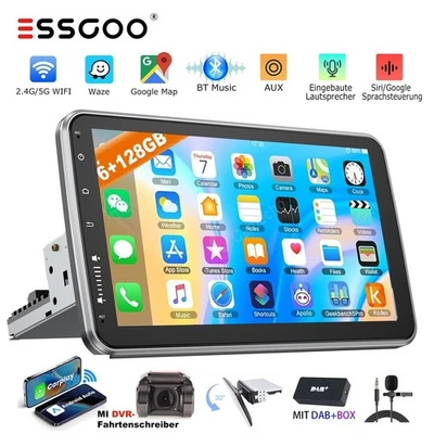 DAB+ 6+128GB Autoradio DVR Android 14 Carplay GPS 1 DIN 360° Drehbar Bildschirm - Bild 1 von 4