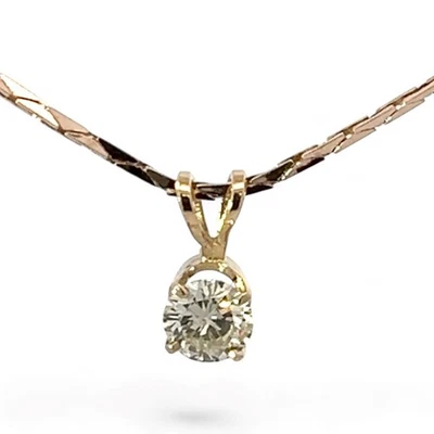 14k Yellow Gold 1/2ct Old European Cut Diamond Pendant 16in (EL1070416) - Image 1 of 4