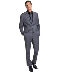Perry Ellis Portfolio Mens Modern fit 2 Piece Suit 40 R / 33 Waist Grey Stretch - Picture 1 of 2