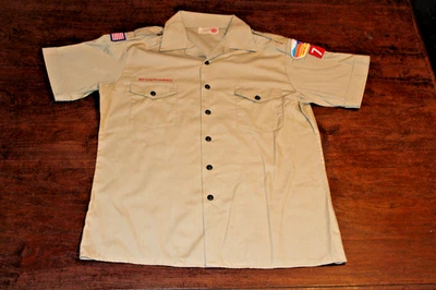Camisa para hombre Boy Scouts of America BSA bronceada grandes parches cosidos manga corta Foto 1 de 4
