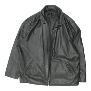 Chaqueta de cuero negra Giorgio | Motociclista vintage para hombre XL gama alta cuello cremallera completa - Imagen 1 de 8
