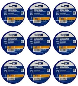 Shurtape EV 57 3/4”x 66ft General Purpose Electrical Tape, Blue 7 mils (9 Rolls) - Picture 1 of 8