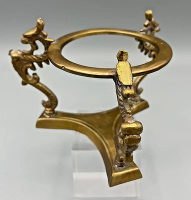 "Soporte base esfera metal dragón latón soporte estante de exhibición orbe 2,5"" interior 3,25 alto" Foto 1 de 4