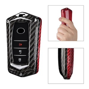 Key Fob Case Auto Cover Shell Fit Toyota Alphard RAV4 Hilux Car Carbon Fiber - Picture 1 of 5