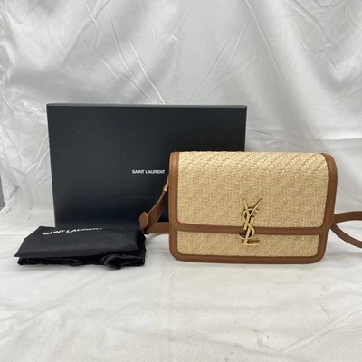 Bolso Bandolera Saint Laurent Mediano Solferino Rafia Natural Beige Usado Foto 1 de 4
