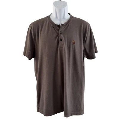 Camisa Henley Abercrombie & Fitch De Colección Para Hombres Grande Color Marrón Logo Alce Y2K Foto 1 de 4