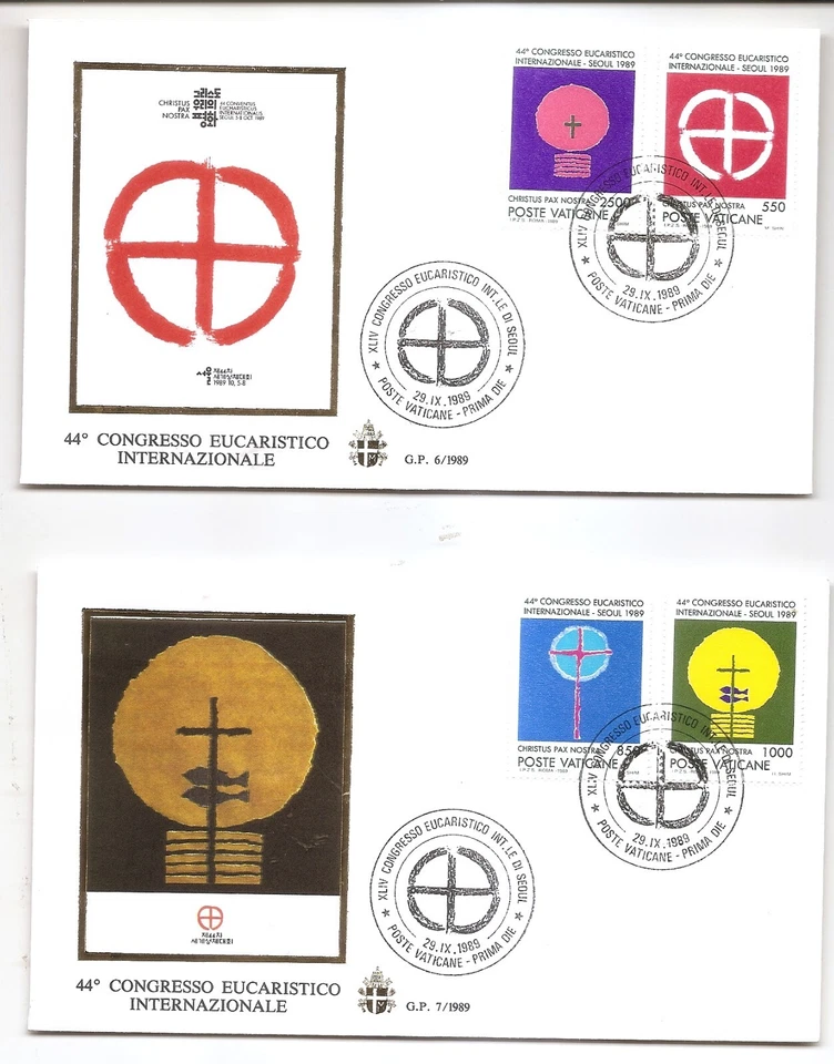VATICAN CITY Eucharistic Congress 1989 Scott 838-41 Michel  FDCs - Image 1 of 1