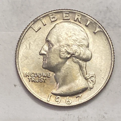 GEM BU 1967 Washington Quarter Philadelphia Mint - NOT SMS -Coin Shown Ships A10 Cover