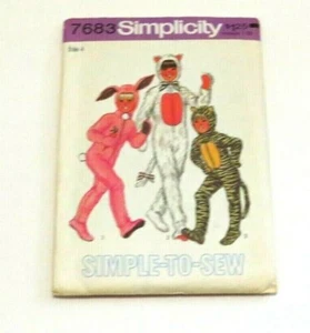 VTG SIMPLICITY 7683 Easter Bunny Halloween Rabbit Kitten Tiger 4 Costume PJ'S - Picture 1 of 4