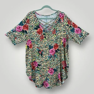 NEW $49 Torrid Jungle Floral Strappy T-Shirt Womans 3 3X Super Soft Tunic NWT - Picture 1 of 8