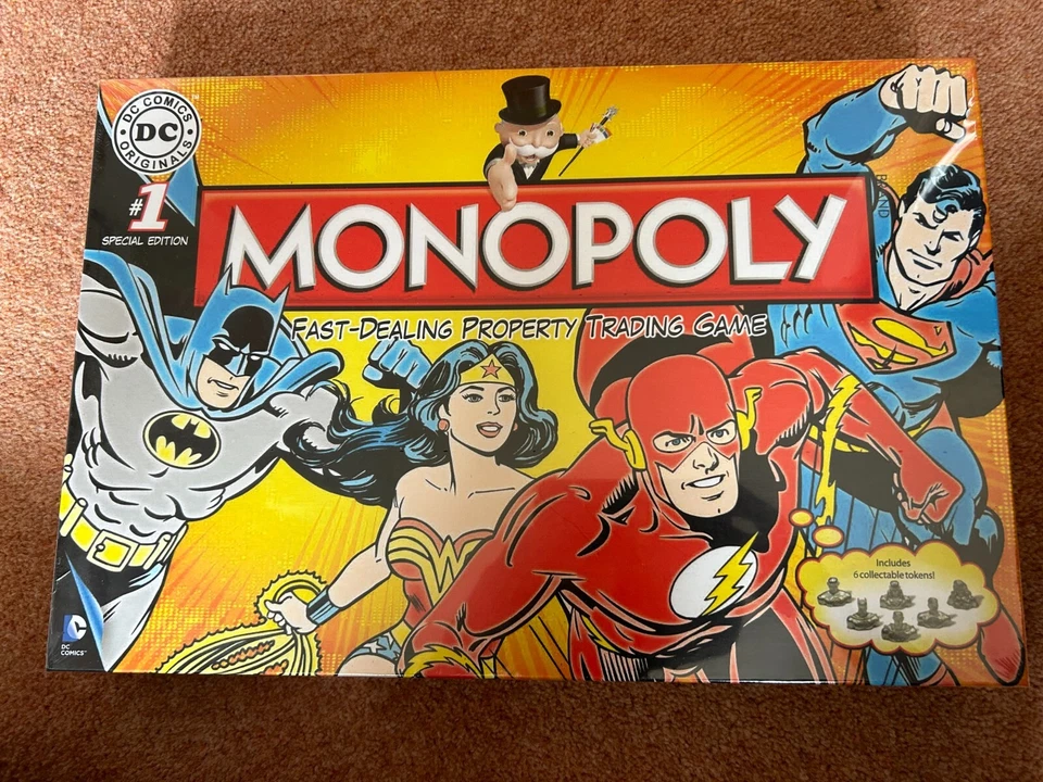 DC Comics Monopoly  Board Game 2014 Batman Flash Super-Man Wonder Woman - Image 1 of 2
