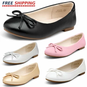 Kids Girls Dress Shoes Fashion Slip-on Bow Comfort Ballet Flats Shoes Size US - Picture 1 of 30
