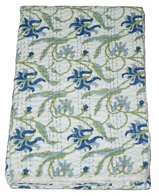 Colchas de algodón hechas a mano King Kantha edredón Ralli handblock edredón Foto 1 de 4