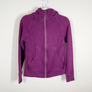 Lululemon Scuba Hoodie Light Cotton Fleece Size 6 Plum Purple Dark Adobe Zip - Picture 1 of 9