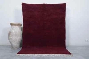 Moroccan rug Dark Burgundy 5.2 x 7.6 Feet Hand knotted rug Morocco rug Beni - Picture 1 of 10