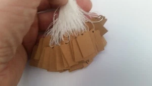 100 x Very Small Brown Card String Tie Tags Labels Retail Luggage Price - Picture 1 of 2