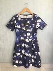 MissLook Ladies Blue Floral skater  Dress Size 12 Short Sleeves New With Tags