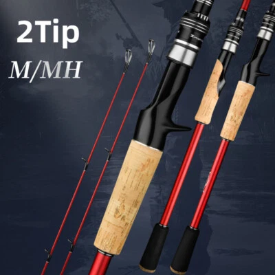 Fishing Rod 1.8M Casting Spinning Casting Fishing Pole 2 Tips Carbon Fiber Rods - Image 1 of 4