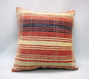 Kilim Square Pillow, 20”x20”, Decorative Throw Cushion, Handmade Vintage Pillow - Picture 1 of 6