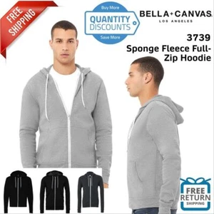 Bella + Canvas 3739 Unisex Poly Cotton Fleece Full Zip Hoodie Comfy Sweatshirt - Picture 1 of 15