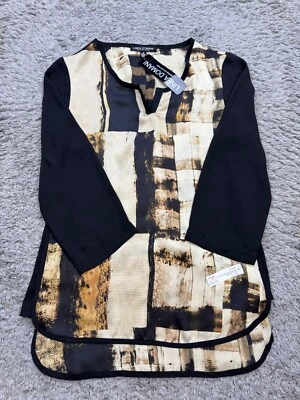 Blusa túnica Linea Domani Top Mujer 6 Geométrica Abstracta Alta Baja Manga 3/4 Nueva con Etiquetas Foto 1 de 4
