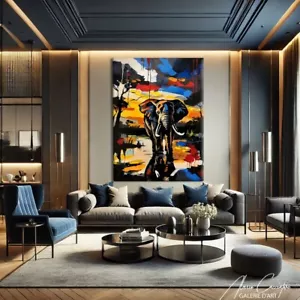 African Animal Art Prints Framed Safari Wall Decor Elephant Canvas Art Decor - Picture 1 of 10