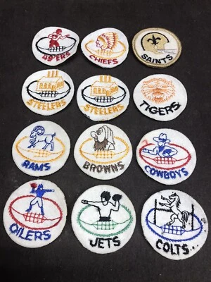 Vintage Lot of 12 Embroidered Football Team Patches New Old Stock - Image 1 of 4