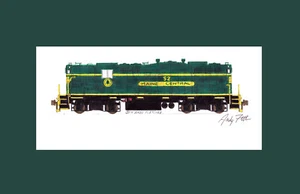 Pan Am Maine Central Heritage GP9 #52 11""x17"" estampado enmarañado firmado por Andy Fletcher - Imagen 1 de 1