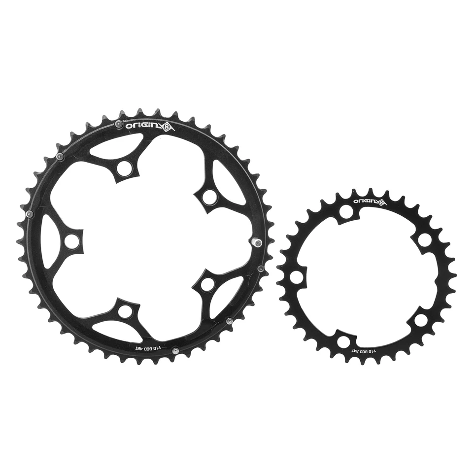 Origin8 Thruster Chainring Set 34/46T 2x 110 BCD 5-Bolt 10/11-Speed Aluminum Blk - Image 1 of 1
