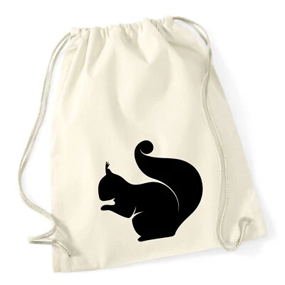 Turnbeutel Eichhörnchen Silhouette Rucksack Baumwolle Geschenkidee Souvenir Präs - Bild 1 von 4