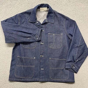 Vtg Denim Chore Coat Mens 46 Indigo Blue Barn Jacket Work Wear Outdoors Retro - Picture 1 of 12