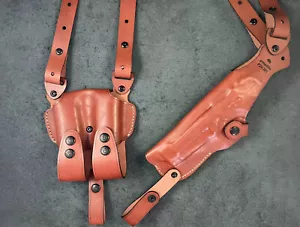 Armadillo Tan Leather Vertical Shoulder Holster for railed 1911 P2VR-1911 - Picture 1 of 5