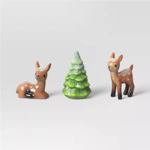 Set of 3 Retro Ceramic Deer & Tree Christmas Figurines Target Wondershop 2023 - Picture 1 of 5