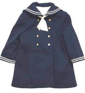 CUTE TOGS VINTAGE BLUE SAILOR COAT, WHITE TIE, UNION MADE, GIRL'S SIZE 4 - Picture 1 of 8