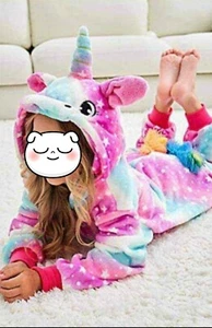 Pigiama unicorno bambino con cappuccio monopezzo in morbido tessuto flanellato - Foto 1 di 14