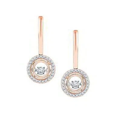 Pendientes circulares de diamantes naturales danzantes de 1/4 quilate de oro rosa de 10 quilates Foto 1 de 4