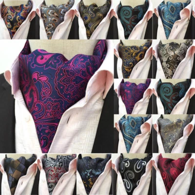 Corbata de boda de corbata Ascot bufandas a cuadros florales de cachemira coloridas para hombre Foto 1 de 4