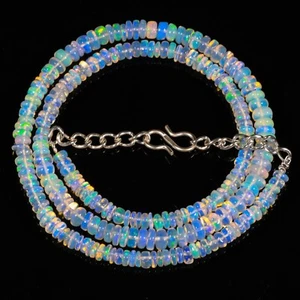 16" Brilliant Ethiopian Welo Fire Opal Beads Necklace Smooth Fire Ethiopian Opal - Afbeelding 1 van 3