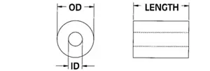 Espaciador Nylon 1"OD 1/4"ID (.260) 3/8" Largo Blanco Natural Elige Tu Cantidad - Imagen 1 de 2