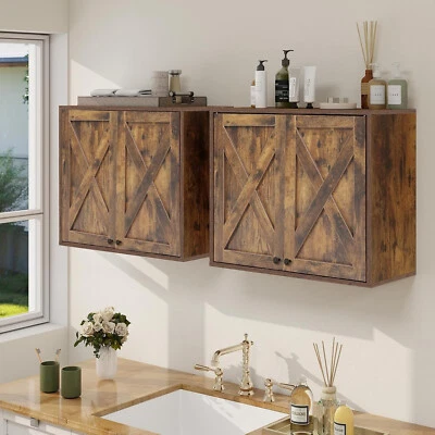 Wall Mounted Storage Cabinet Bathroom Laundry Cabinet with Shelves Organizer - Image 1 of 4