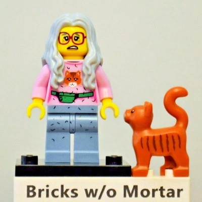 New Genuine LEGO Mrs. Scratchen-Post Minifig with Cat The Lego Movie 71004  - Image 1 of 3